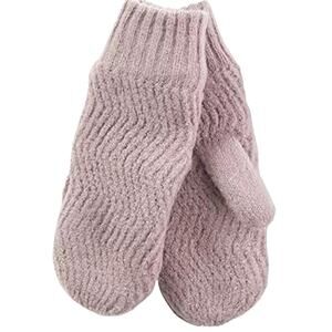 INC Chevron Mauve Cozy Knit Fleece Lined Chenille Mittens One Size